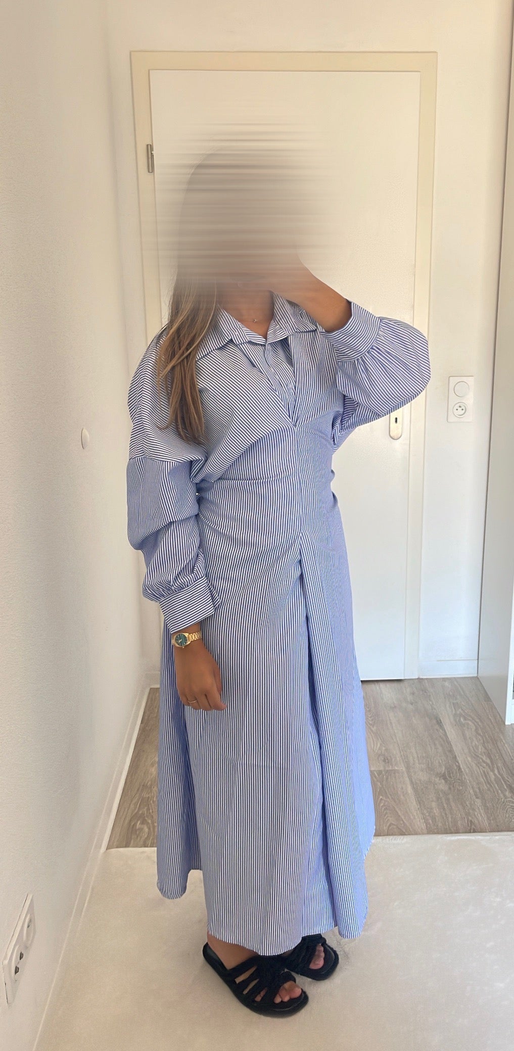 ROBE CHEMISE LONGUE [BLEU FONCÉ]