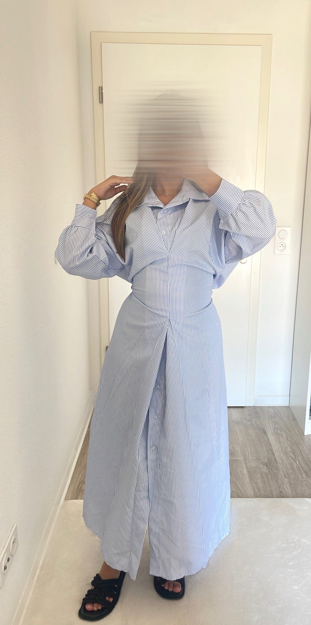 ROBE CHEMISE LONGUE [BLEU CLAIR]
