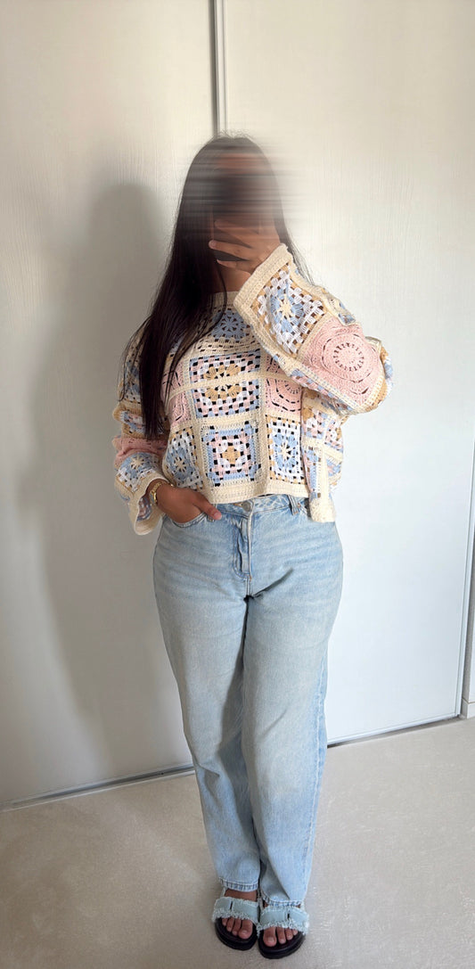 Pull à crochet [Rose]