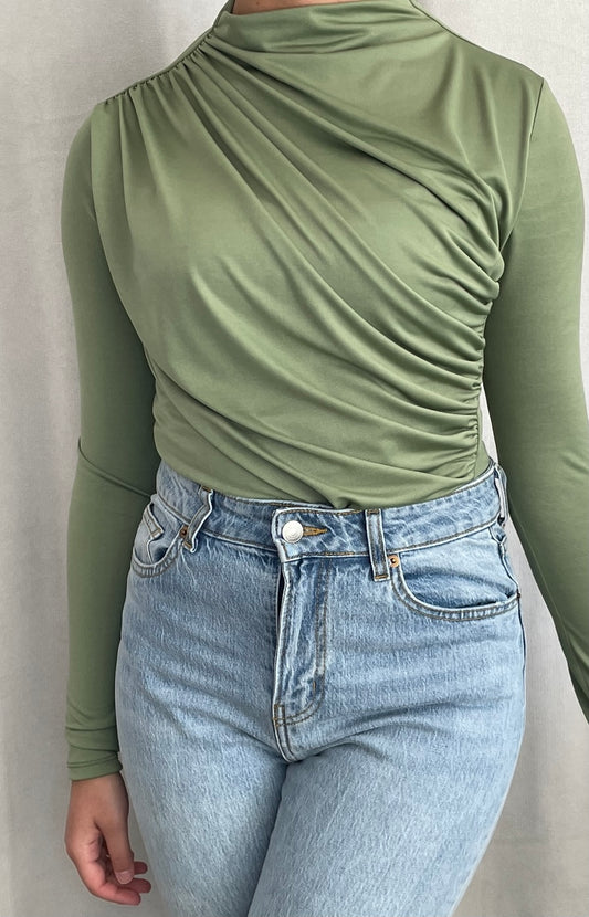 Body plissé vert