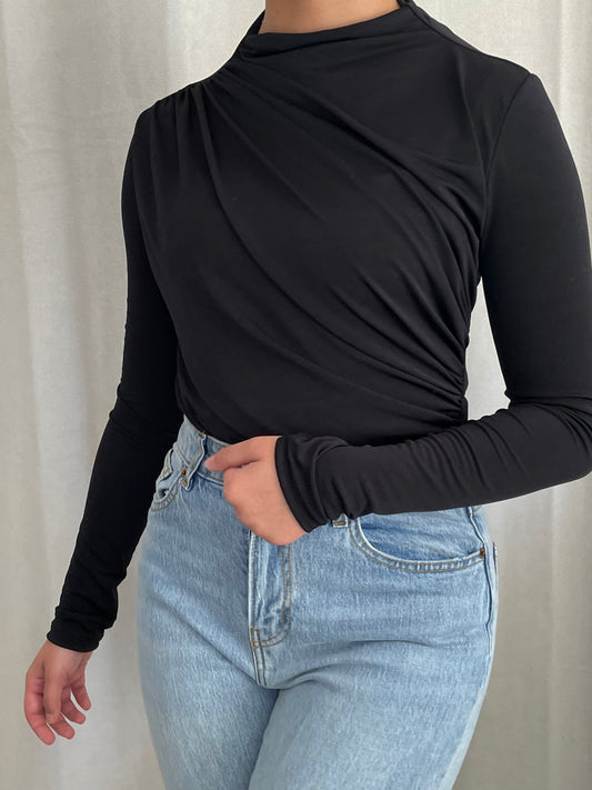 Body plissé noir