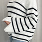Pull blanc rayé