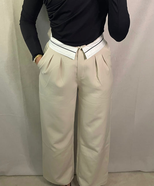 Pantalon fluide beige